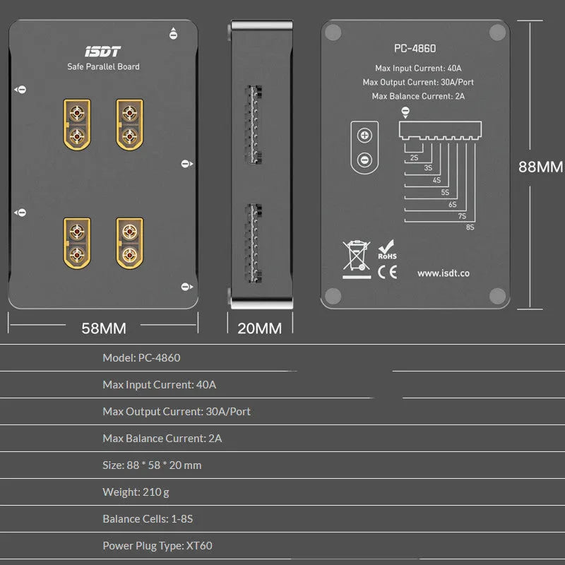 Grey parallel charging board for Astor aircraft model batteries and charger accessories
