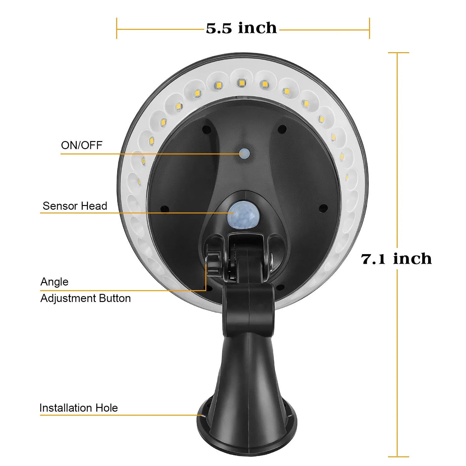 360-degree solar-powered outdoor light with motion sensor and IP65 waterproof construction for gardens and pathways