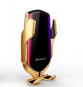 Magic Clip R1 automatic car phone holder with wireless charging in gold or silver mounted in vehicle