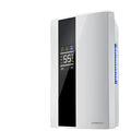 White compact electronic dehumidifier with 2.2L water tank and touch screen control panel