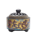 Handmade ceramic cloisonne incense burner with backward incense channel and enamel finish, classic style