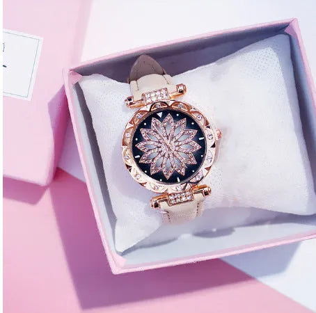 Women's round dial wristwatch with mineral glass and 30M waterproof rating in multiple colour options.