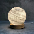 Nordic style bedside table lamp with glass shade in one of seven colour options and USB power cable