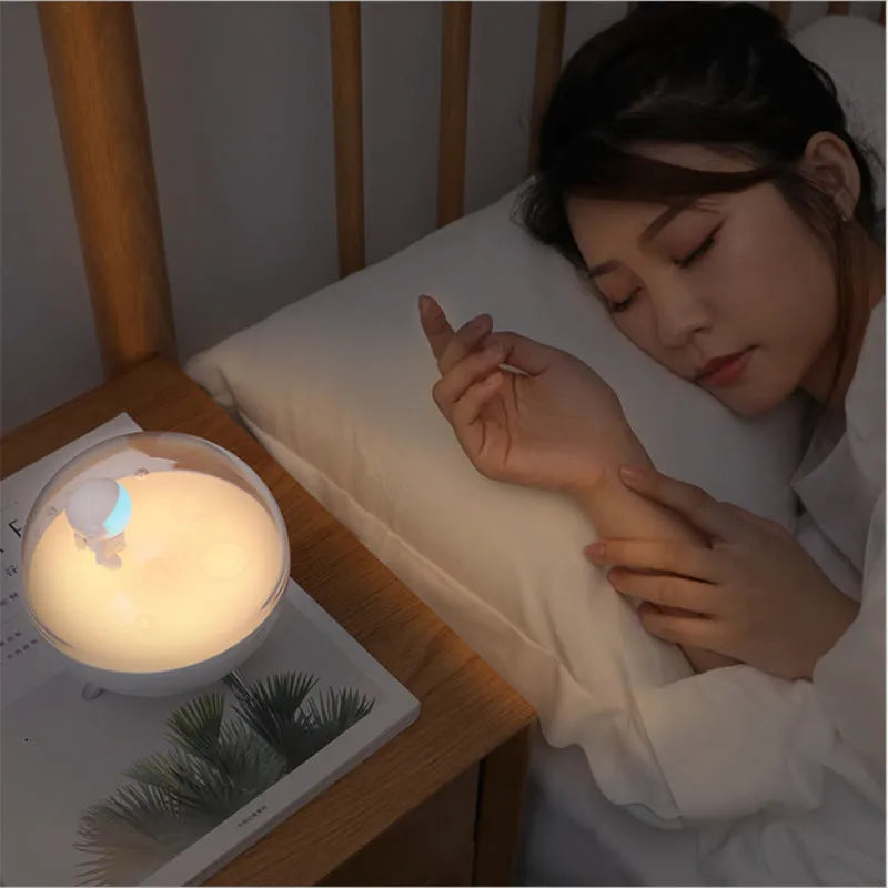 USB cartoon guardian night light with white or blue LED illumination and button switch