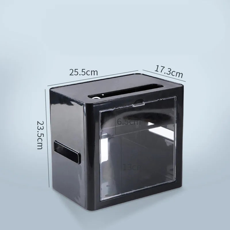 Plastic cable storage box in Bamboo, Black or White for power strips, chargers and desktop cable organisation