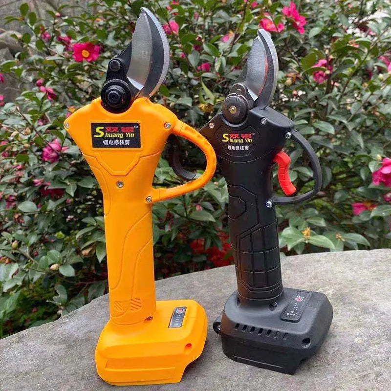 Double Silver SY350 handheld electric branch shears with 35mm cutting ability and two lithium batteries