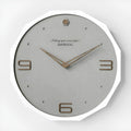 Round 12 inch Nordic minimalist wall clock with perforated Geralt design in four colour options