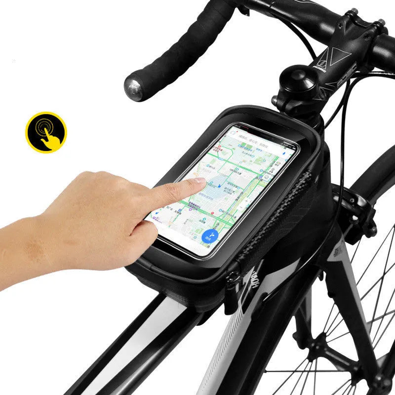 Hard shell bicycle bag 1L PU leather in red or black for mountain bike front beam, top tube, or saddle