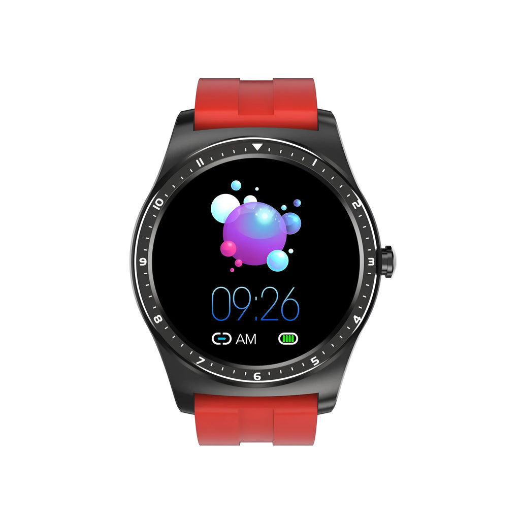Full circle smart watch with heart rate and blood pressure monitoring in zinc alloy case with silicone wrist strap
