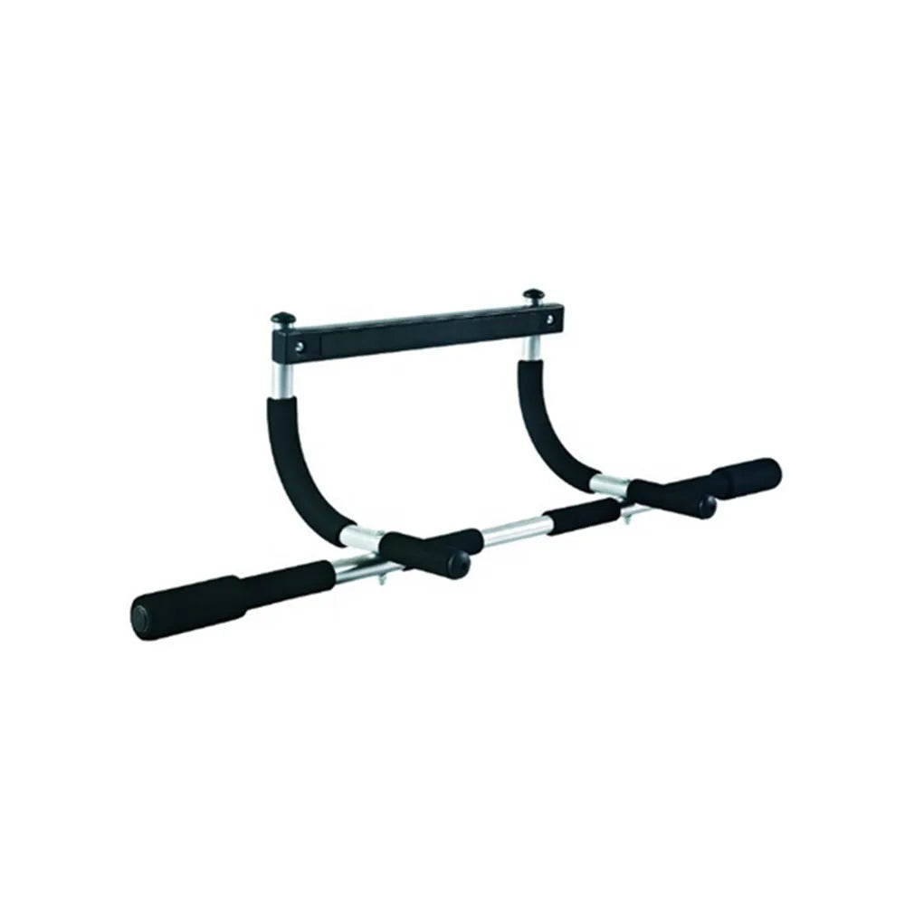 Black steel pipe pull-up bar measuring 92.5cm width for indoor home gym fitness training