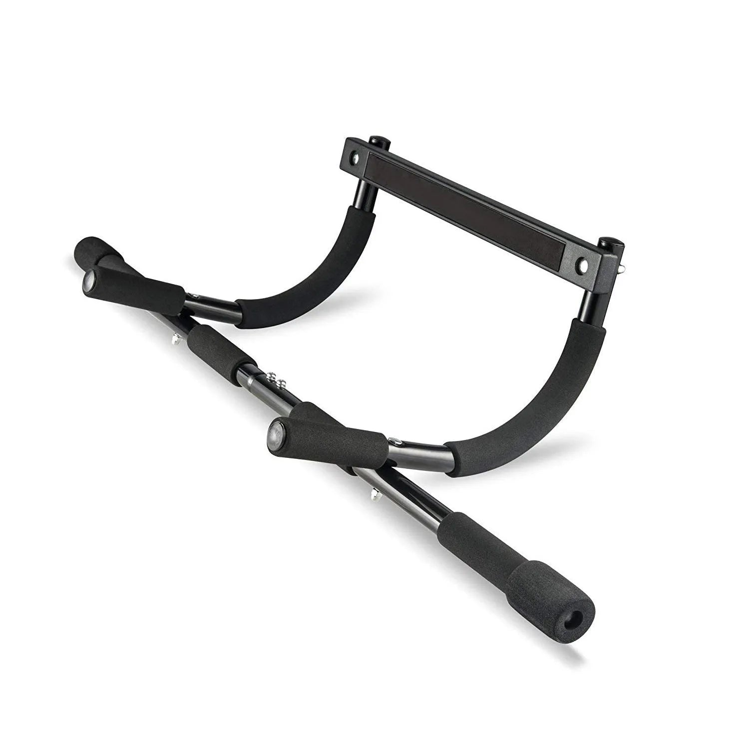 Black steel pipe pull-up bar measuring 92.5cm width for indoor home gym fitness training