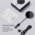 Black MagSlim magnetic wireless charger for mobile phones on a flat surface