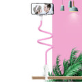 Blue mobile phone holder with flexible memory alloy hose positioned at bedside with smartphone