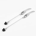 Anodised aluminium bicycle quick release lever with galvanised iron rod in multiple colour options.