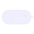 White dual wireless charging pad for two mobile phones with minimalist design