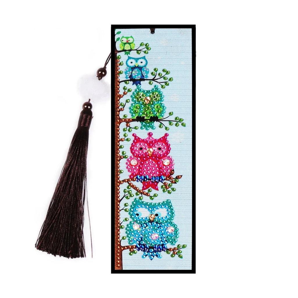 DIY diamond painting bookmark kit with floral mandala design and 5D sparkling diamonds