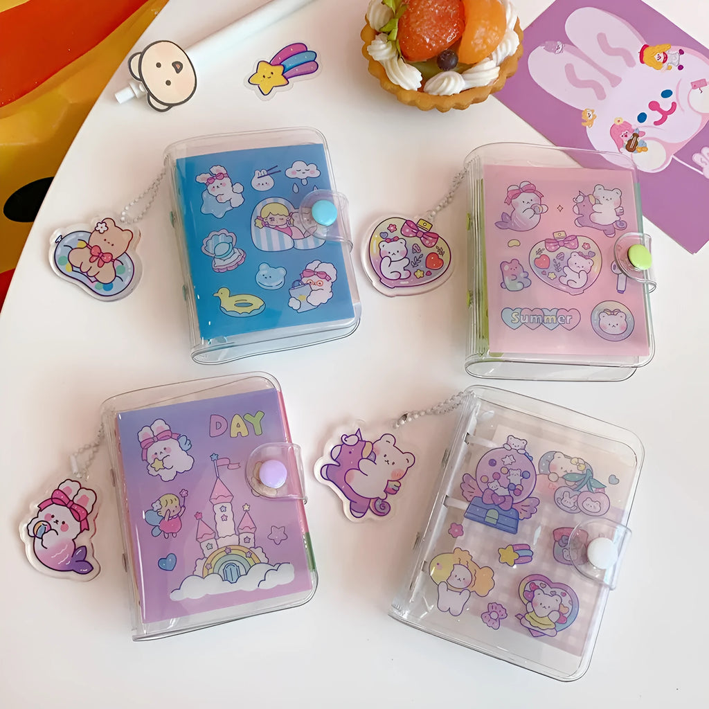 Japanese hand ledger loose-leaf organiser with cute heart, bear, bunny, and castle cover style options.