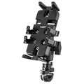 Black nylon motorcycle phone navigation bracket for U-shaped handlebars