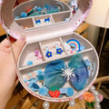 Children's princess hair clip jewellery set with 26 pieces in gift box showing cartoon character designs