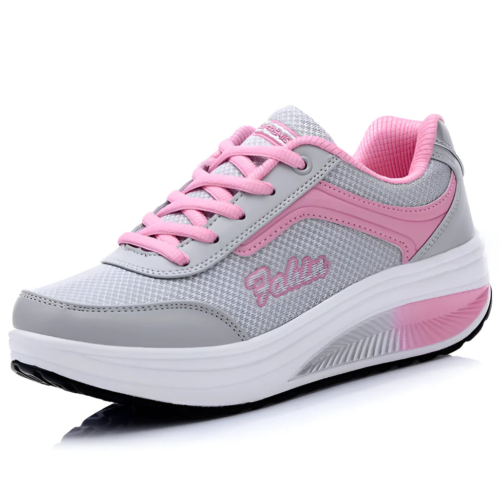 Women's mid-heel travel sports shoes in black colour with heelless design