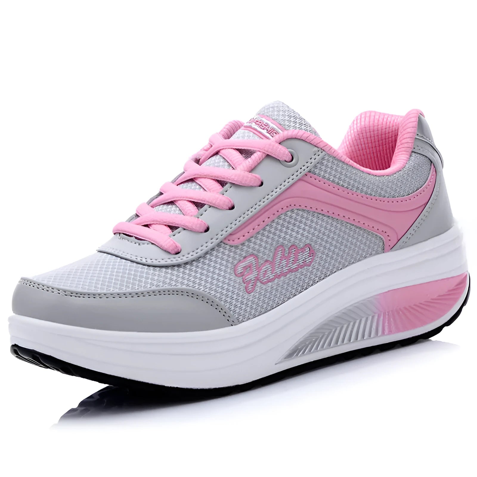 Women's mid-heel travel sports shoes in black colour with heelless design