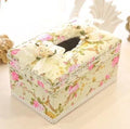 Ceramic jewellery box and tissue holder set in bright apricot, green, or pink colours