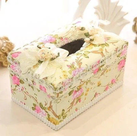Ceramic jewellery box and tissue holder set in bright apricot, green, or pink colours