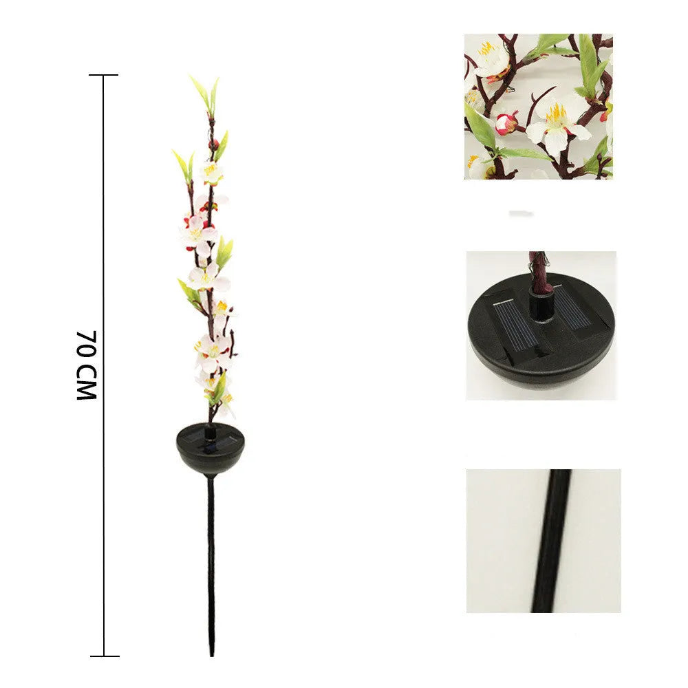 Solar cherry tree branch and trunk lights for garden decoration with waterproof outdoor design