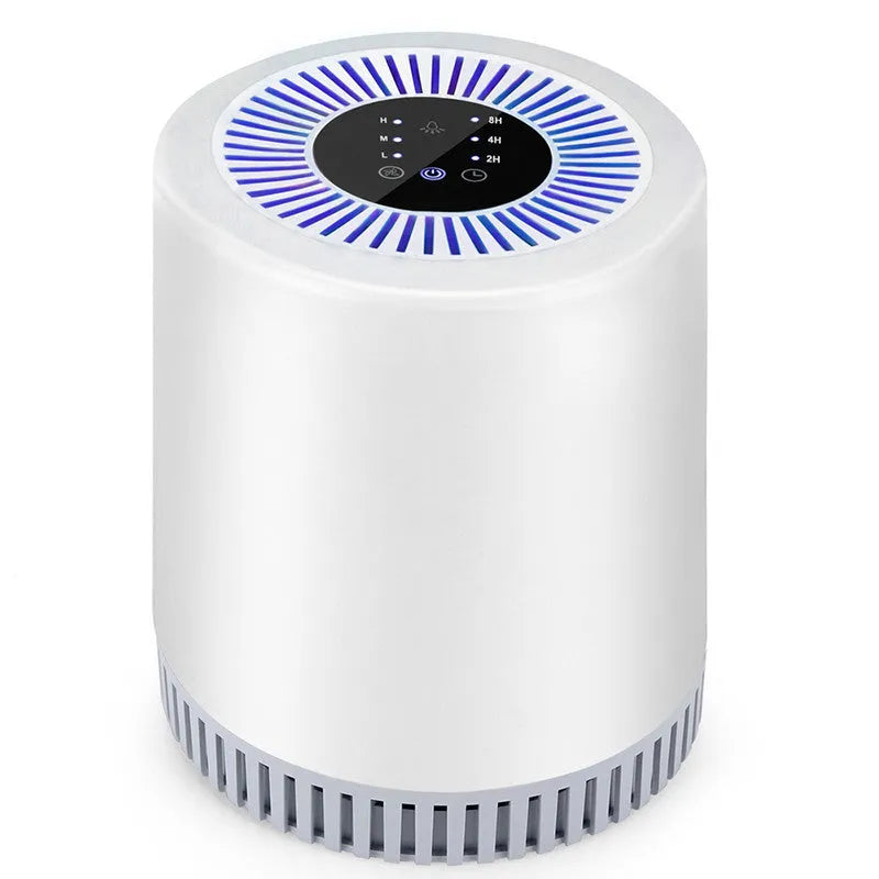 White HEPA air purifier unit for 15-20 square metre rooms with universal power adapter