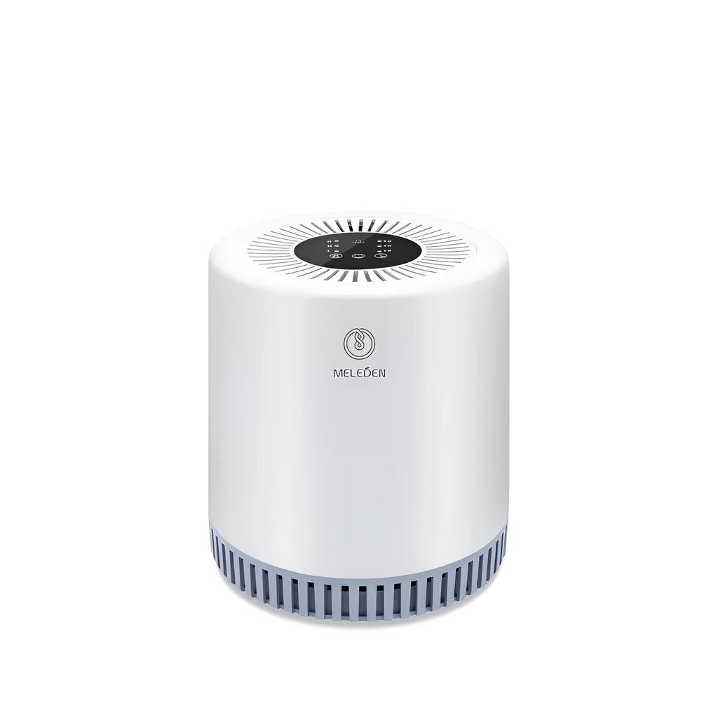 White HEPA air purifier unit for 15-20 square metre rooms with universal power adapter
