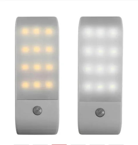 Rechargeable infrared sensor night light with 12 LEDs and PVC shade