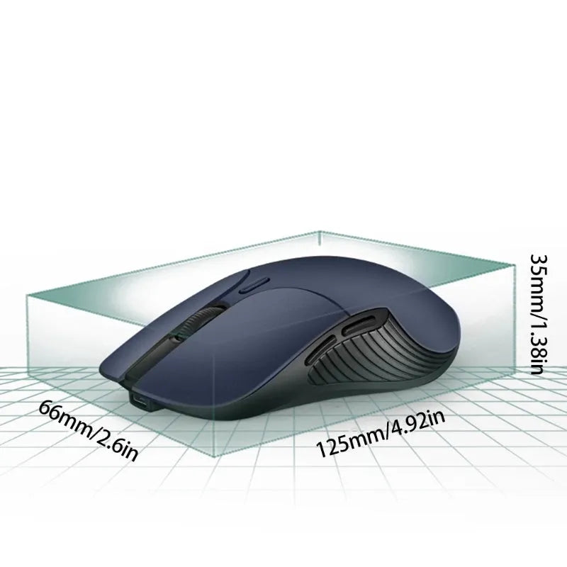 Blue Smart Voice Mouse with 2.4G wireless dongle and voice control button.