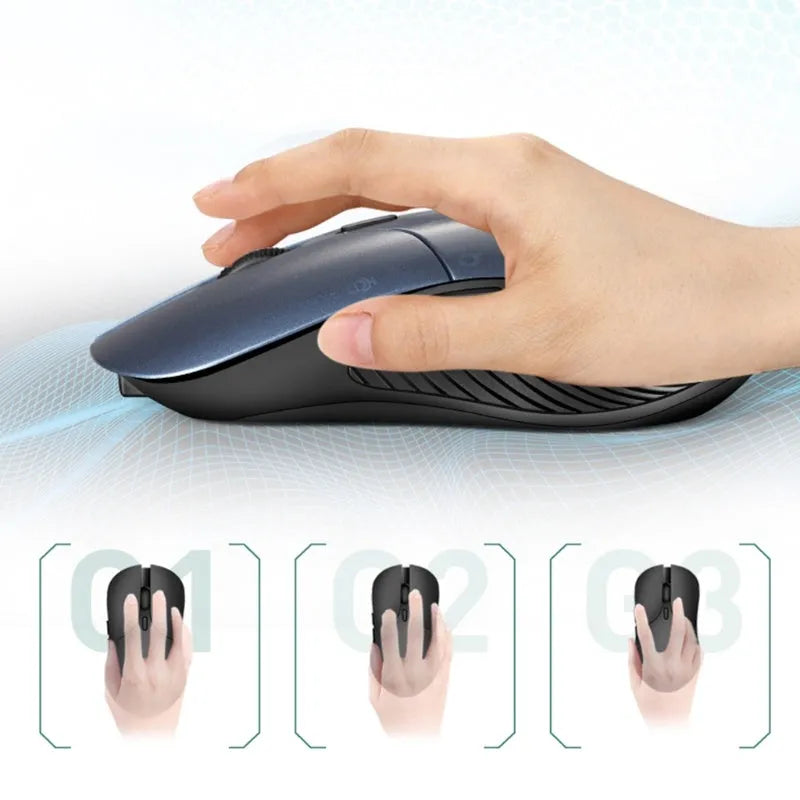 Blue Smart Voice Mouse with 2.4G wireless dongle and voice control button.