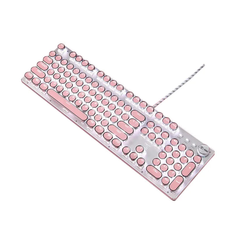 Mechanical keyboard and mouse wired set with green switches and round keys