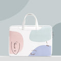 Blue PU leather laptop bag with zipper closure and soft handle for 15.6-inch waterproof shockproof protection