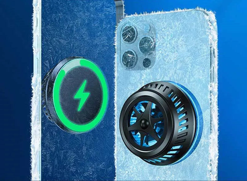 Black magnetic phone cooler charging base stand for iPhone 12 12 Pro 12 Pro Max with refrigeration fan