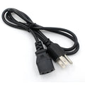 Black American Standard three-prong plug power cord measuring 1.2 metres with pure copper conductors