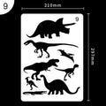 White plastic drawing stencil template for decorative patterns on a craft table.