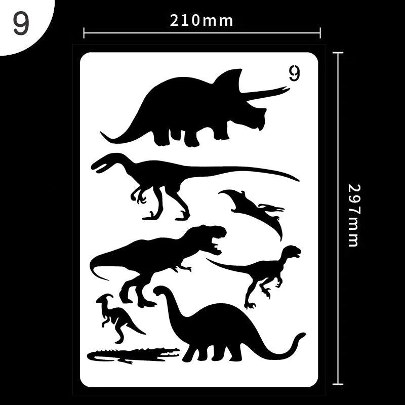 White plastic drawing stencil template for decorative patterns on a craft table.