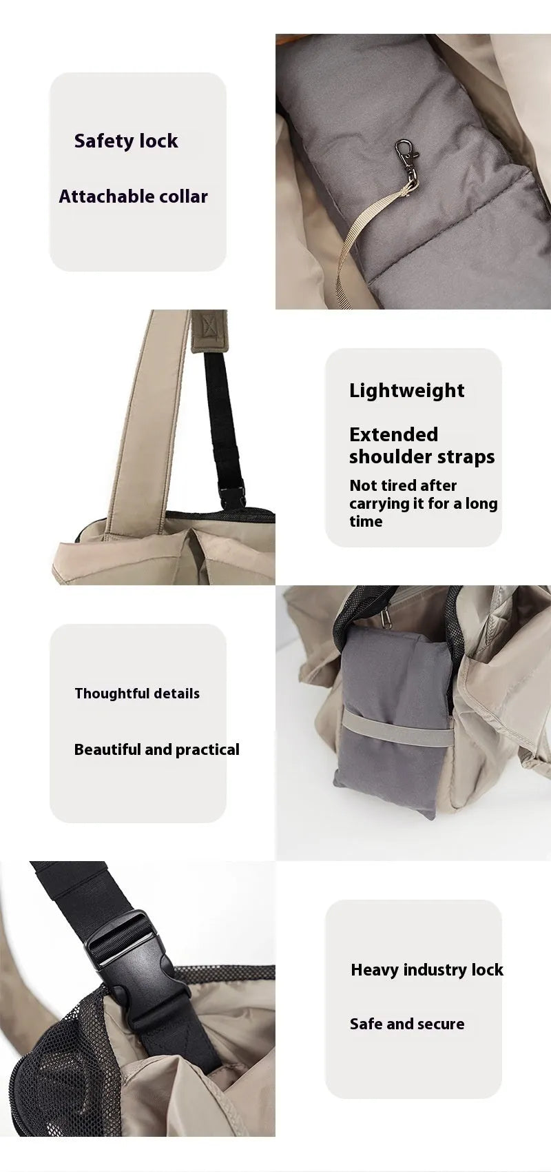 Apricot cloth pet handbag carrier for small dogs and cats with dimensions 41x16x28cm