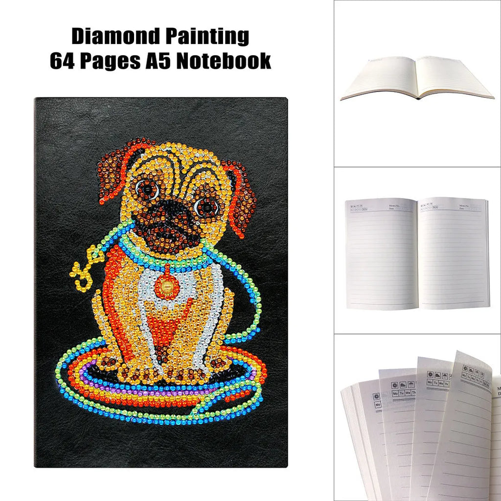 Black hardcover A5 diamond painting notebook with 50 pages for rhinestone art project organisation
