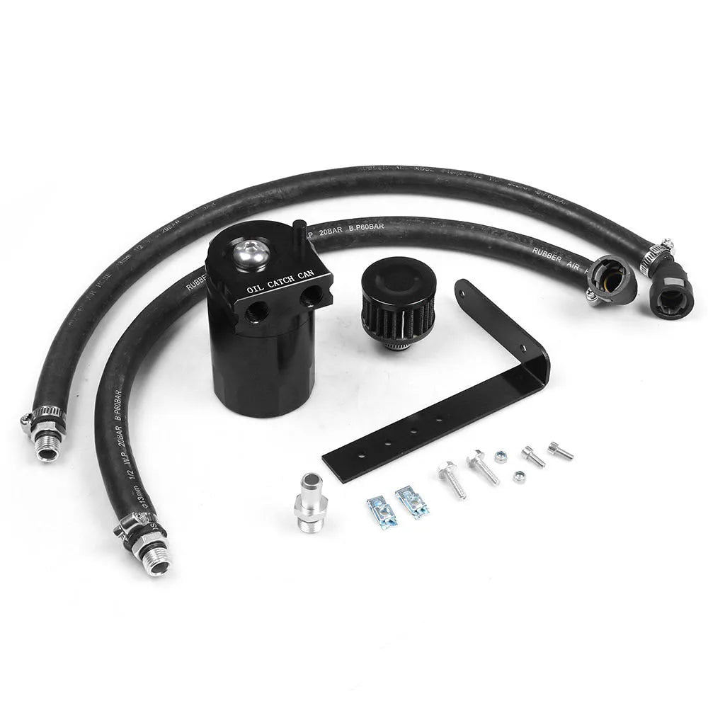 Aluminum alloy oil separator catch can for Ford Expedition in choice of black, blue, red, or silver colour.