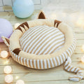 Round plush pet bed in grey with a two-sided cushion, 55 cm size, for small dogs and cats