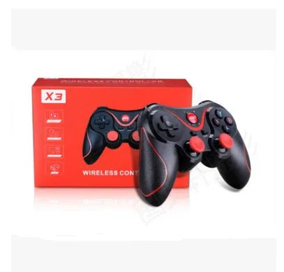 Black and white X3 Bluetooth wireless game controller for Android mobile phones with charging cable.