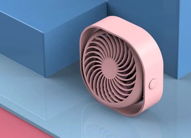 USB charging desk fan with alarm clock display and 360-degree rotation, in blue colour