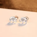 Korean geometric silver drop earrings with gem setting in gold and silvery colour variations