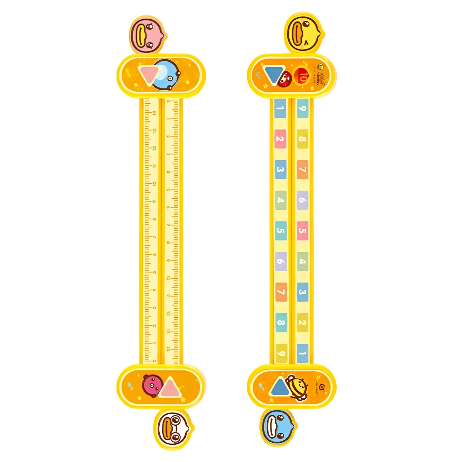 Yellow plastic cartoon digital decomposition ruler for children's mathematics education