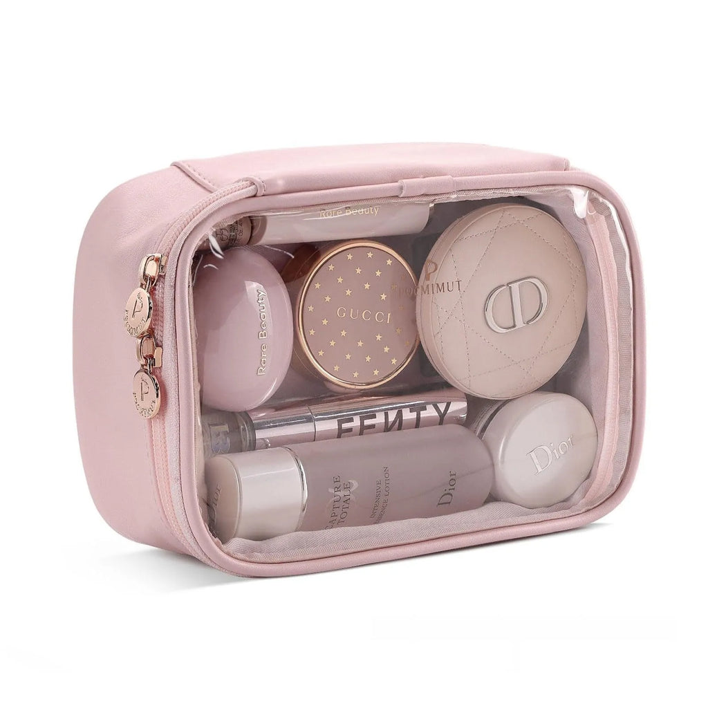 Transparent PVC leather cosmetic bag with waterproof travel storage in multiple colours and sizes