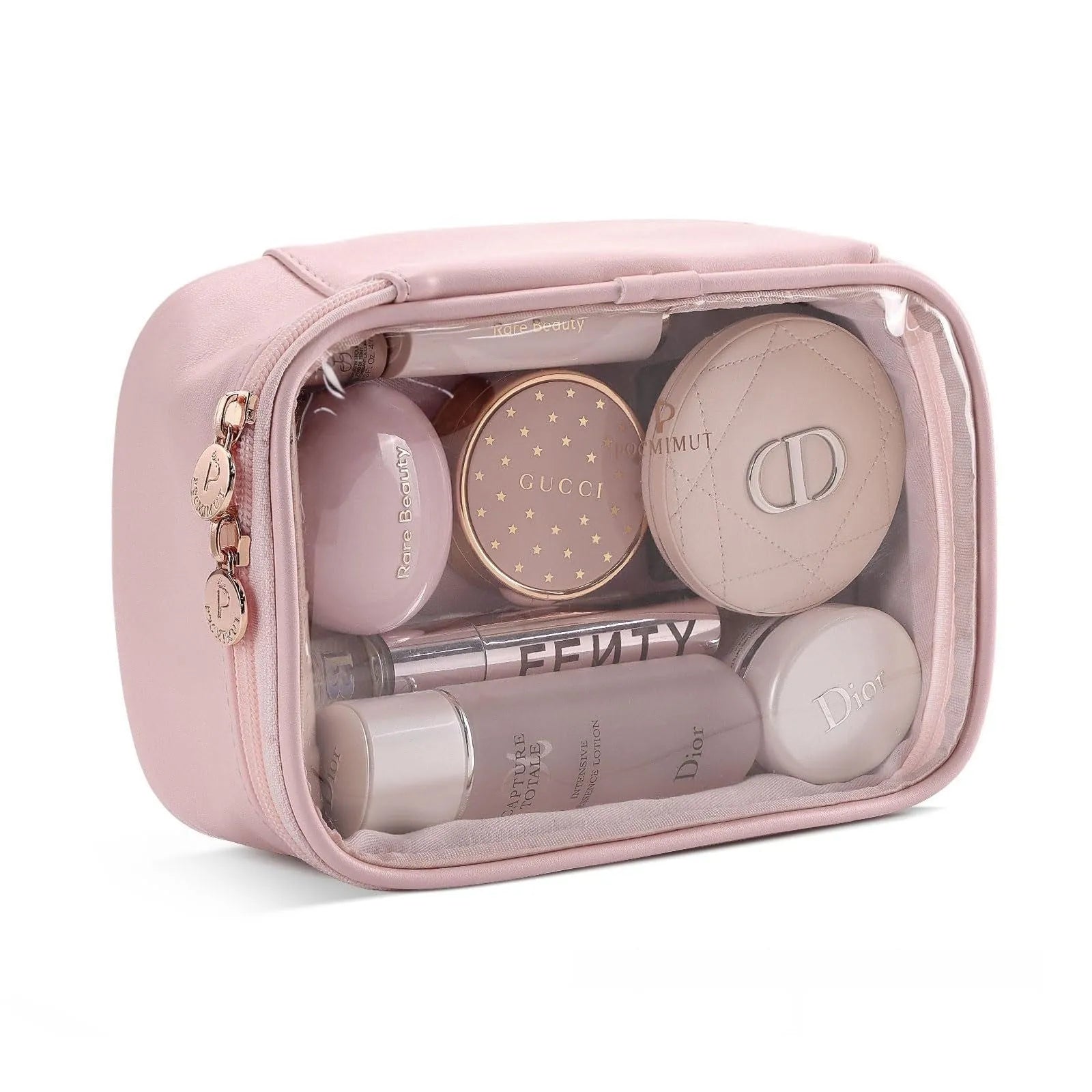 Transparent PVC leather cosmetic bag with waterproof travel storage in multiple colours and sizes