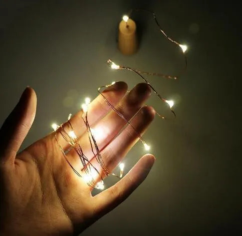 2 metre copper wire LED string lights with bottle stopper for wine bottle decoration